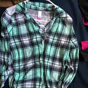 Flannel print blouse